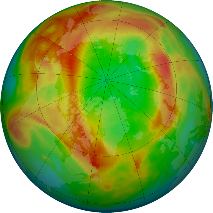 Arctic ozone map for 12 March 1990